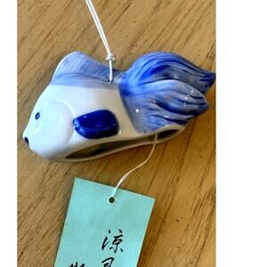 Japanese Goldfish Furin Ceramic Bell Wind Chime Koi Fish Lucky Charm Pisces Gift